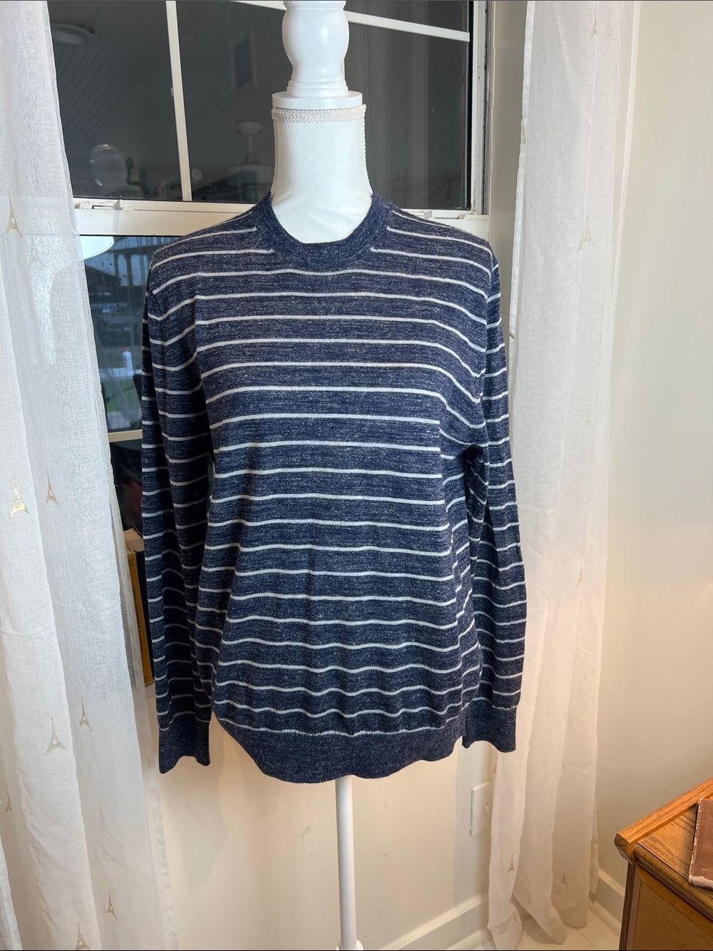 Vince Navy and White Striped Crewneck Sweater size medium.